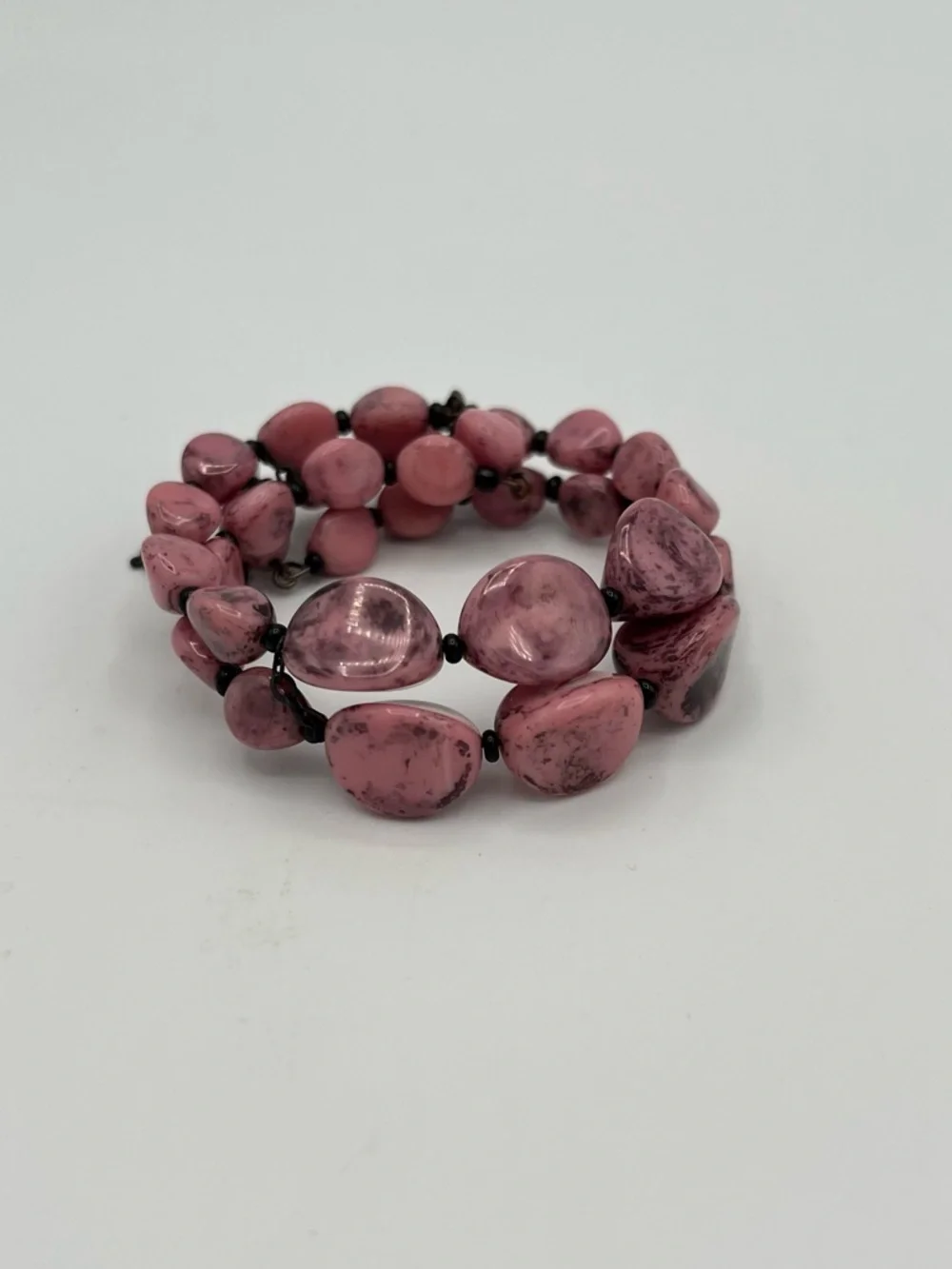 Rare Signed Miriam Haskell Mint Pink Art Glass Necklace Bracelet Set